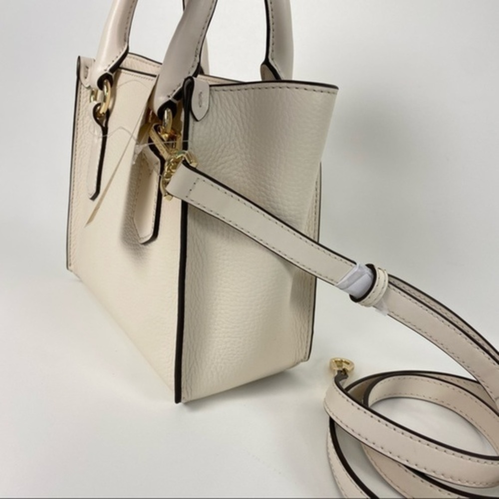 Michael Kors Kris Small Pebbled Leather Satchel Crossbody Bag in Light Cream - Picture 6 of 12